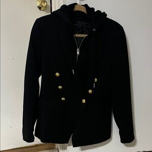 Black Double-Breasted Women's Jacket with Gold Buttons